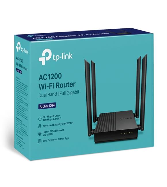 TEŞHİR TP-LİNK ARCHER C64 DUAL BANT 4 PORT KABLOSUZ ROUTER AC1200
