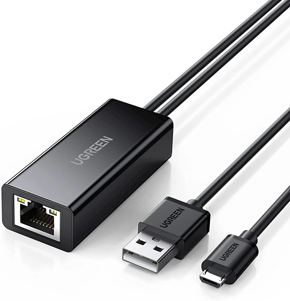 TEŞHİR UGREEN USB ETHERNET ADAPTÖRÜ MİKRO USB RJ45 LAN AĞ ADAPTÖRÜ, CHROMECAST VE TV STİCK İLE UYUMLU GÜÇ KAYNAĞI İÇİN USB 2.0 K