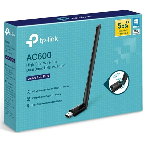 TP-LINK ARCHER T2U PLUS AC600 YÜKSEK VERİMLİ WIRELESS DUAL BANT USB ADAPTÖR