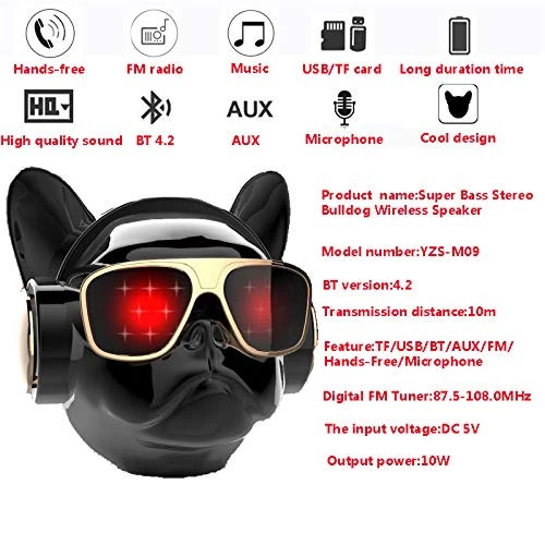 YZS-M09 DOG HEAD LEDLİ BÜYÜK BOY BLUETOOTH HOPARLÖR 10W