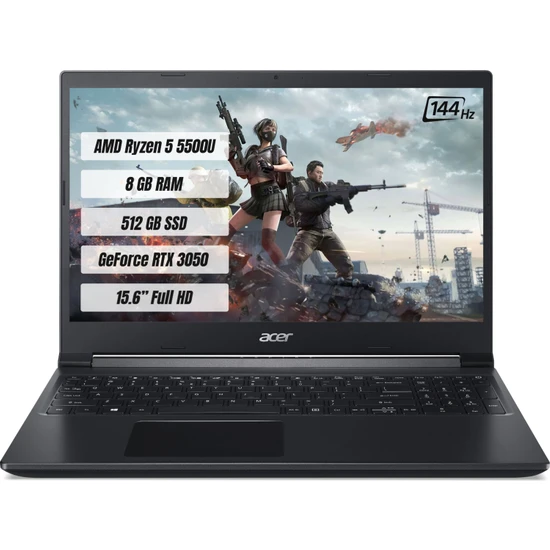 2. El Acer Aspire 7 A715-42G-R016 Ryzen 5 5500U - 16 GB Ram - 512 GB SSD - RTX 3050 Ekran Kartı - 144 Hz 1080p Gaming Notebook (3 ay garanti)