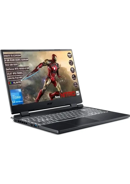 ACER NİTRO 5 AN515-58 INTEL CORE I5 12450H 8 GB 512 GB SSD RTX 4050 - 6 GB FREEDOS 15.6" FHD 144 HZ IPS