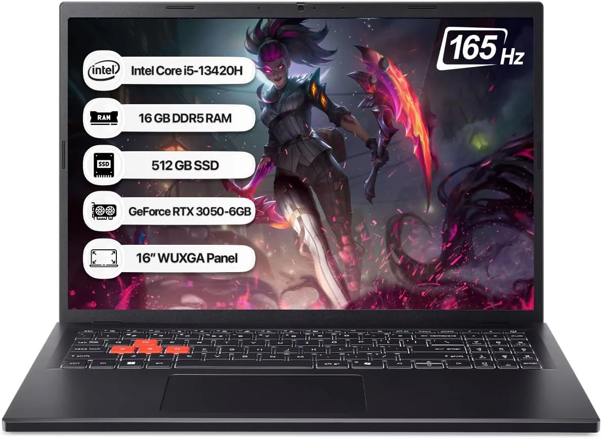 ACER Nitro Lite Intel Core i5-13420H 16GB 512GB SSD RTX4050 6GB Freedos 16" WUXGA 165Hz Gaming Laptop