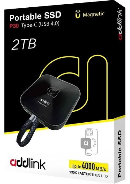 Addlink P30 2TB 4000-3600 MB/s USB 4.0 (40Gbps) Type-C Portable Taşınabilir SSD AD2TBP30B4K