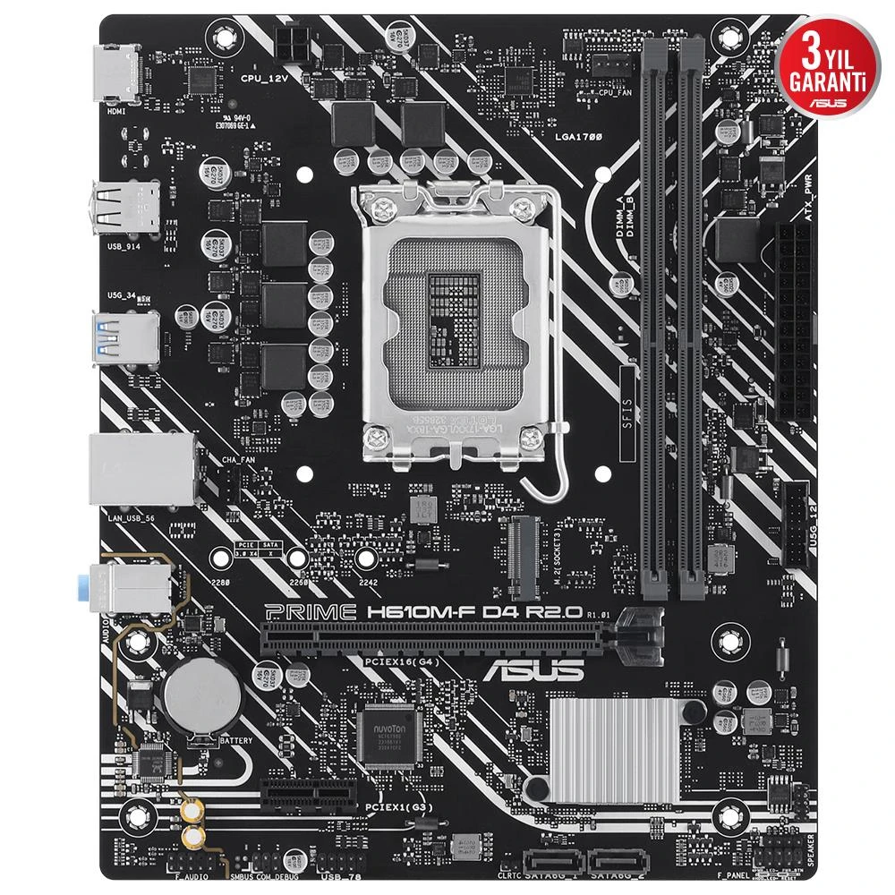 Asus Prime H610M-F D4 R2.0-CSM Intel LGA1700 DDR4 Micro ATX Anakart