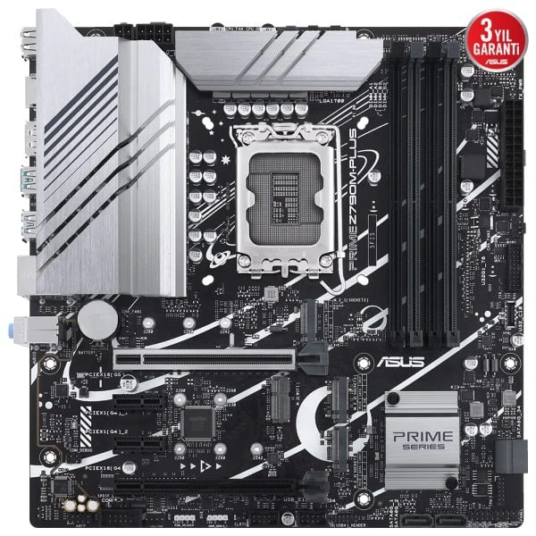 ASUS Prime Z790M-PLUS 7200MHz (OC) DDR5 Soket 1700 M.2 HDMI DP mATX Anakart