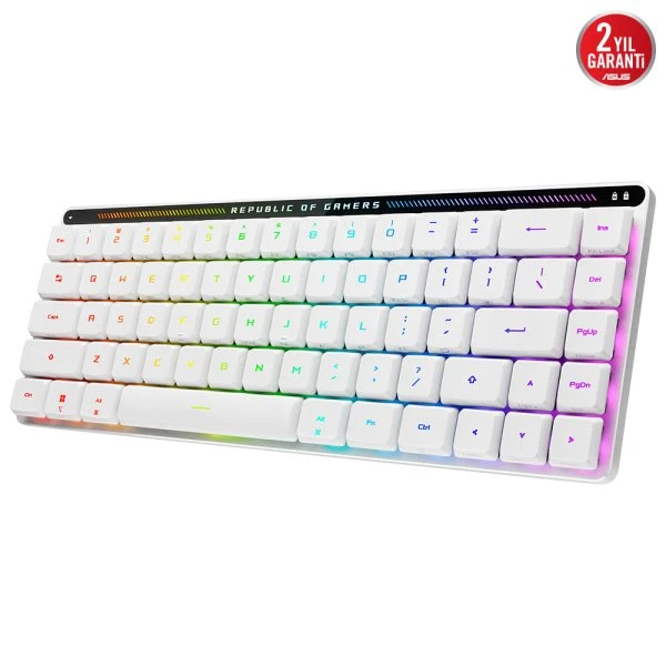 ASUS ROG Falchion RX Low Profile Red Switch RGB Kablosuz Türkçe Mekanik Beyaz Gaming Klavye