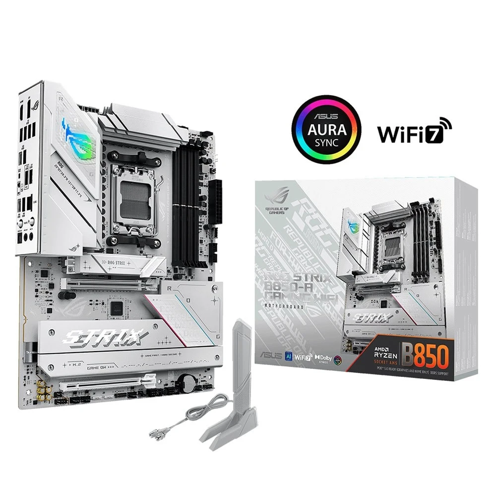 ASUS ROG Strix B850-A Gaming WiFi AMD AM5 B850 ATX Anakart 14+2+2 Güç Aşamaları, DDR5 AEMP, 2.5G LAN, Q-Antenli WiFi 7, 4X M.2, PCIe® 5.0, USB 20Gbps Type-C, AI Networking II, ASUS AI Advisor