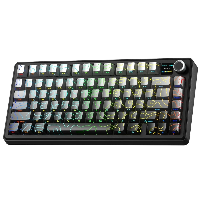 Aula F75 Max Mekanik RGB TKL Reaper Switch Kablosuz Makrolu Hot Swap Klavye Desenli Gri