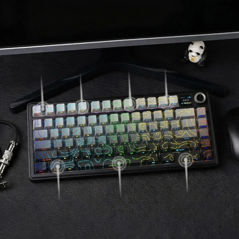 Aula F75 Max Mekanik RGB TKL Reaper Switch Kablosuz Makrolu Hot Swap Klavye Desenli Gri
