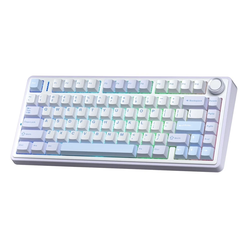 Aula F75 Mekanik RGB TKL Gray Switch Kablosuz Makrolu Hot Swap Klavye Buz Mavisi