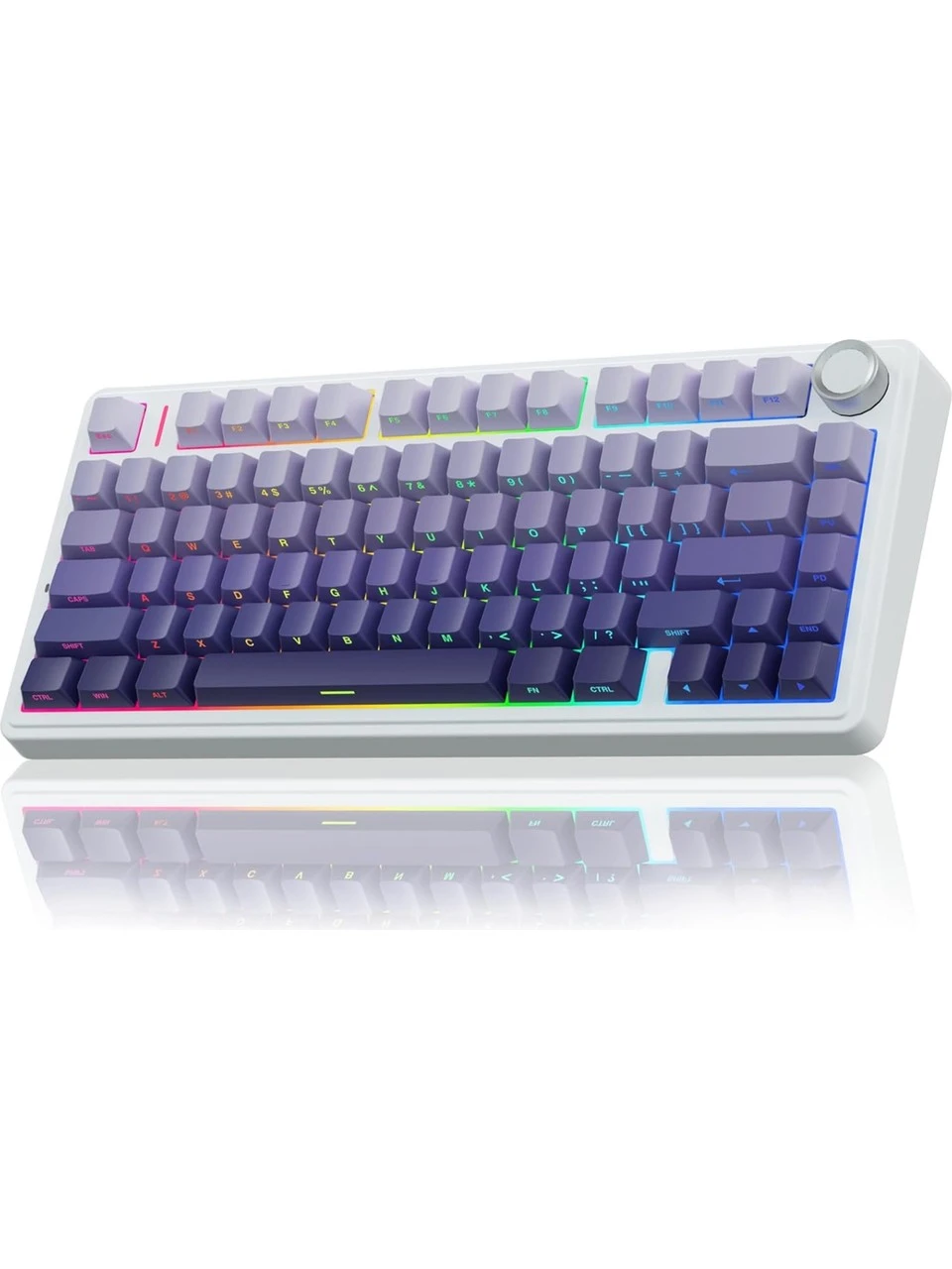 Aula F75 Mekanik RGB TKL Seiya Switch Kablosuz Makrolu Hot Swap Gaming Klavye Gradyan Mor