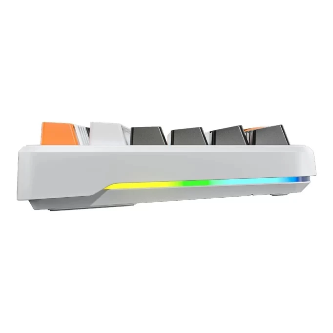 Aula F87 Mekanik RGB TKL SpaceCrystal Switch Kablosuz Makrolu Hot Swap Klavye Turuncu