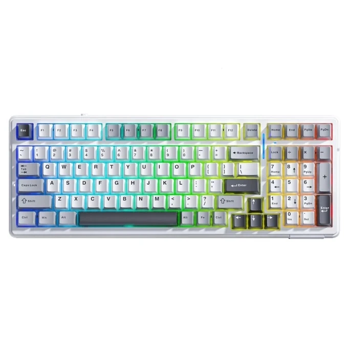 Aula F99 3 Modlu RGB Hot Swap Mekanik Linear GrayWood V3 Switch Kablosuz Makrolu Klavye Gri