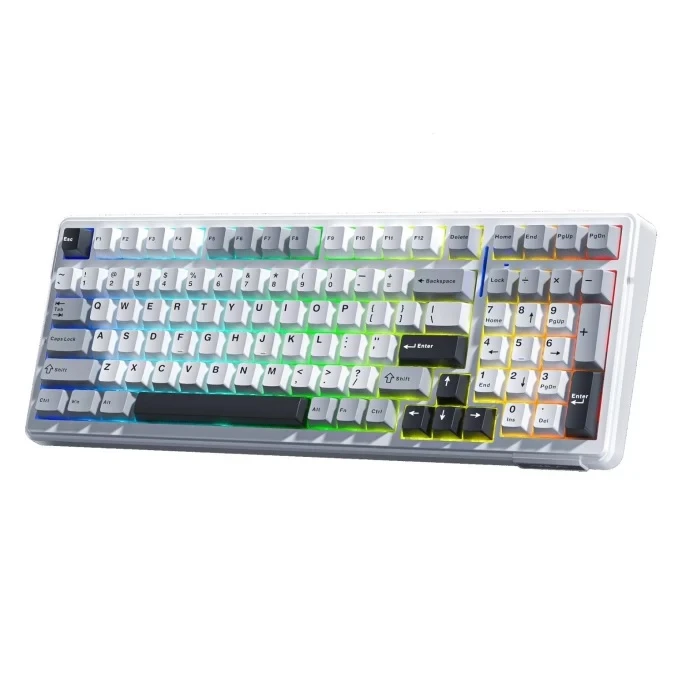 Aula F99 3 Modlu RGB Hot Swap Mekanik Linear GrayWood V3 Switch Kablosuz Makrolu Klavye Gri