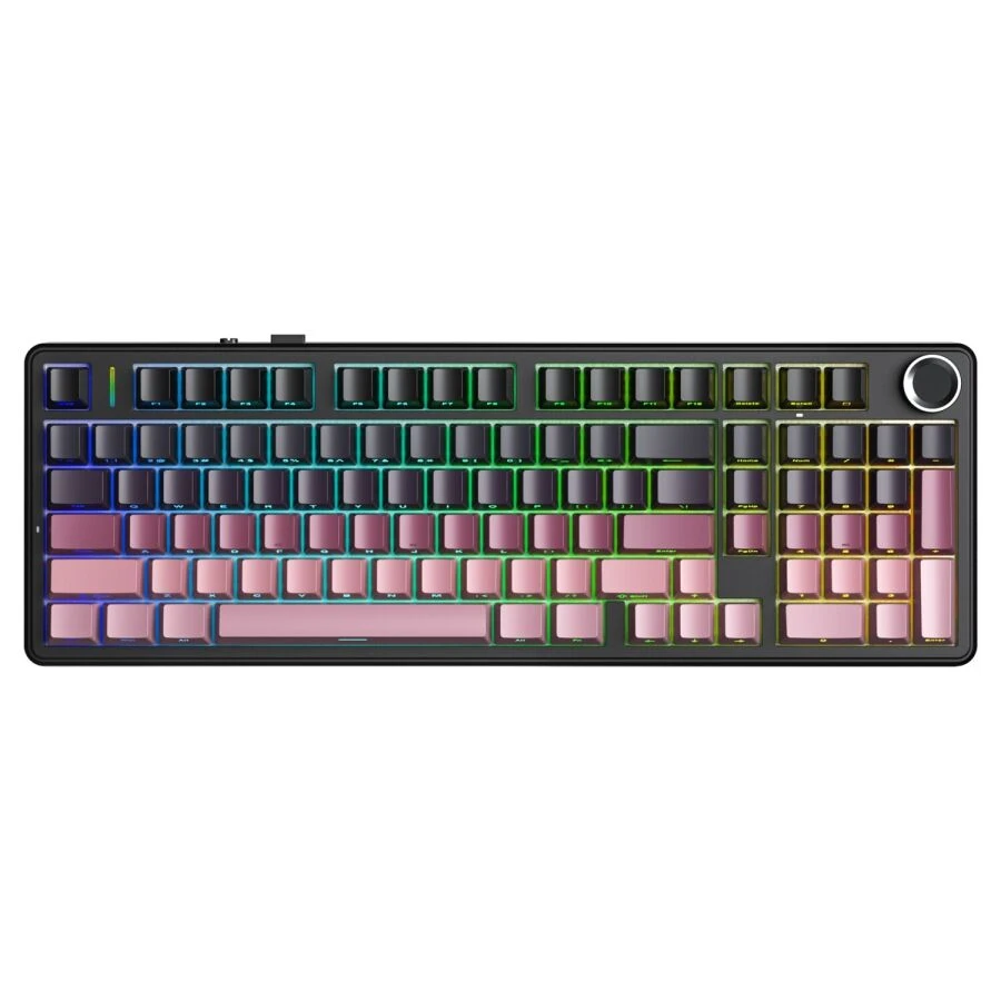 Aula F99 Pro 3 Modlu RGB Hot Swap Mekanik Reaper Switch Kablosuz Makrolu Gaming Klavye Gradyan Pembe