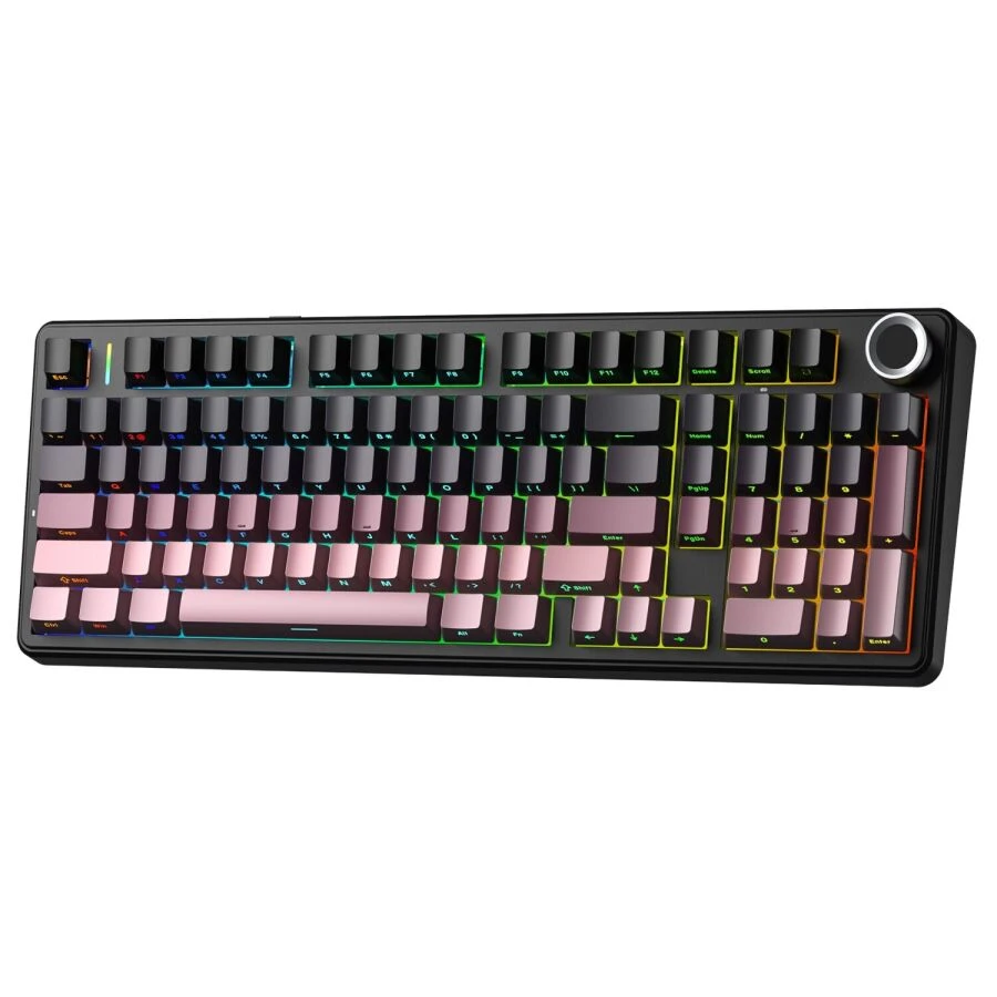 Aula F99 Pro 3 Modlu RGB Hot Swap Mekanik Reaper Switch Kablosuz Makrolu Gaming Klavye Gradyan Pembe