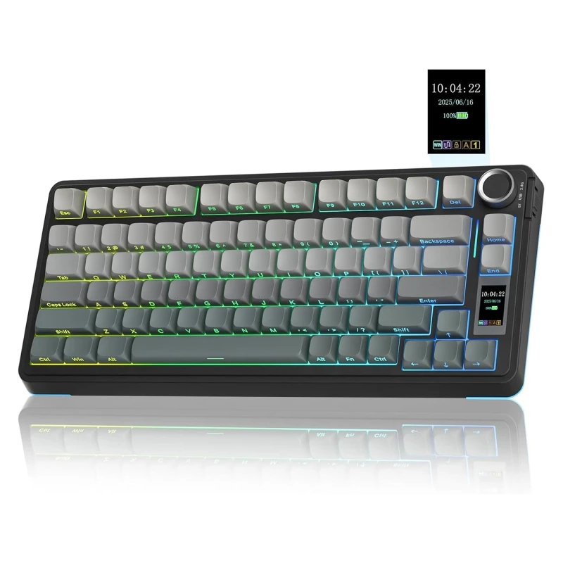 Aula S75 Pro Mekanik RGB TKL Seiya Switch Kablosuz Makrolu Hot Swap Klavye Gradyan Gri