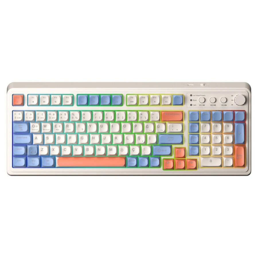 Aula S99 Retro Turuncu RGB %96 Kablolu/Kablosuz Oyuncu Klavyesi