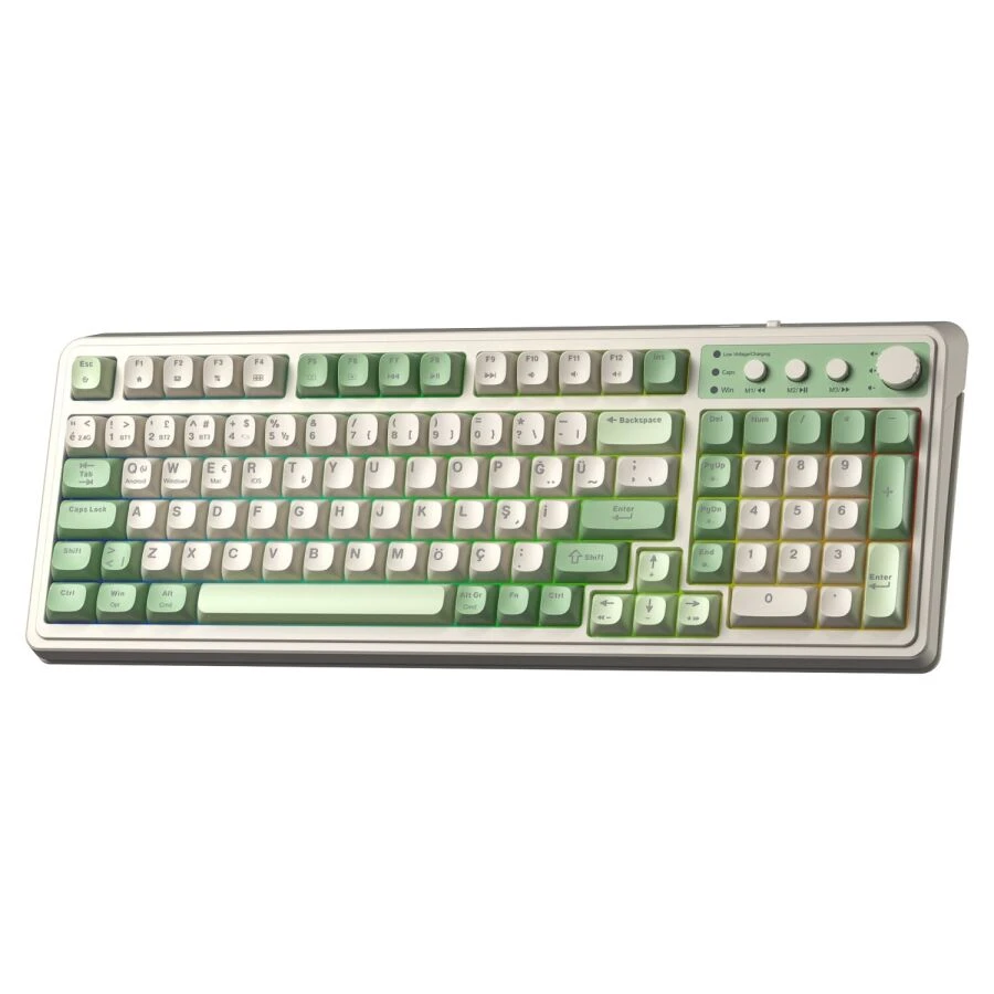 Aula S99 Retro Yeşil RGB %96 Kablolu/Kablosuz Oyuncu Klavyesi