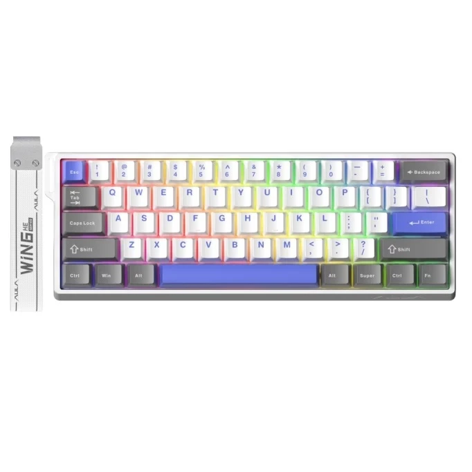 Aula Win60 He Max Manyetik Klavye Rapid Trigger Wing Chun Switch 8000Hz RGB TKL Hot Swap Oyuncu Klavyesi Mavi