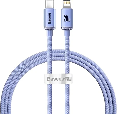 BASEUS CRYSTAL SHİNE 20W TYPE-C TO LİGHTNİNG KABLO 1.2M MOR