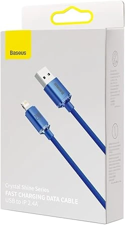 BASEUS CRYSTAL SHİNE FAST CHARGİNG 2.4A LİGHTNİNG KABLO 1.2M MAVİ