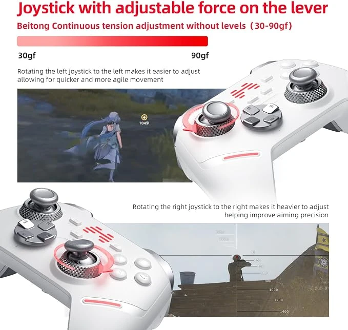 Beitong KP40 TMR Sertlik Ayarlanabilir Joystick Kablosuz Beyaz Gamepad ( PC Uyumlu )