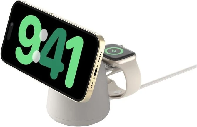 Belkin BoostCharge Pro Kablosuz 2'si 1 arada MagSafe (15 W) Şarj İstasyonu - Krem