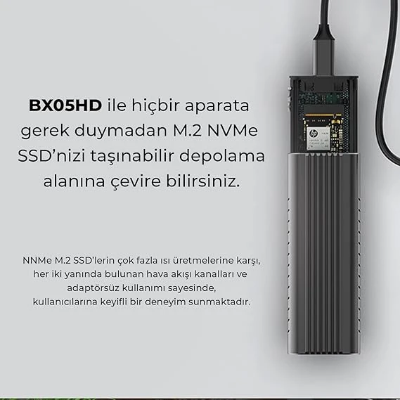 Bix BX05HD Type-C 3.1 Gen2 to PCIe NVMe M.2 SSD Disk Kutusu