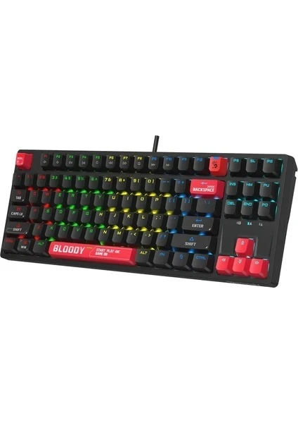 Bloody S87 RGB TKL BLMS Red Switch Kablolu Mekanik Oyuncu Klavyesi