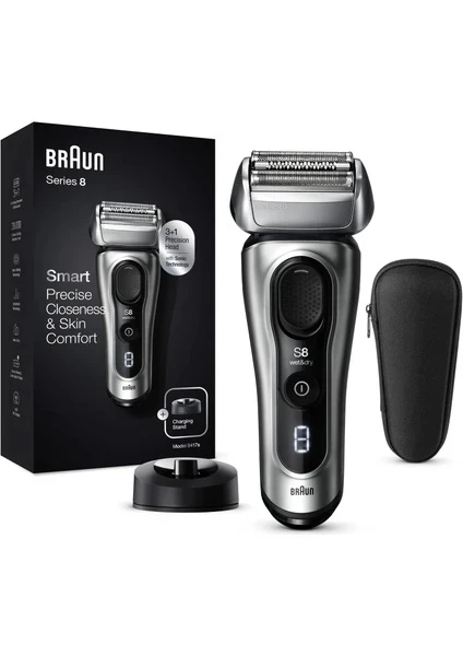 BRAUN BRAUN SERİES 8 8417 ISLAK KURU TIRAŞ MAKİNESİ + ŞARJ STANDI + SEYAHAT ÇANTASI