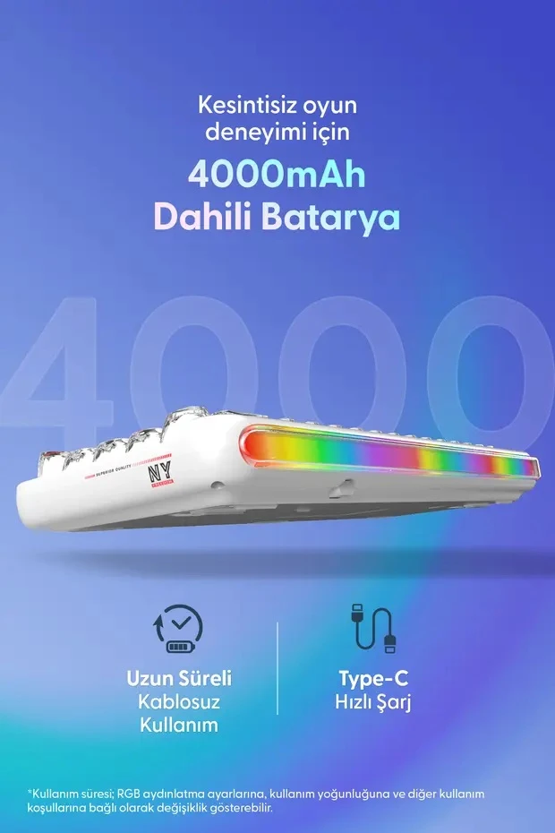 Daxi 713 CrystalKeys Dinamik RGB Oyuncu Klavyesi - Beyaz