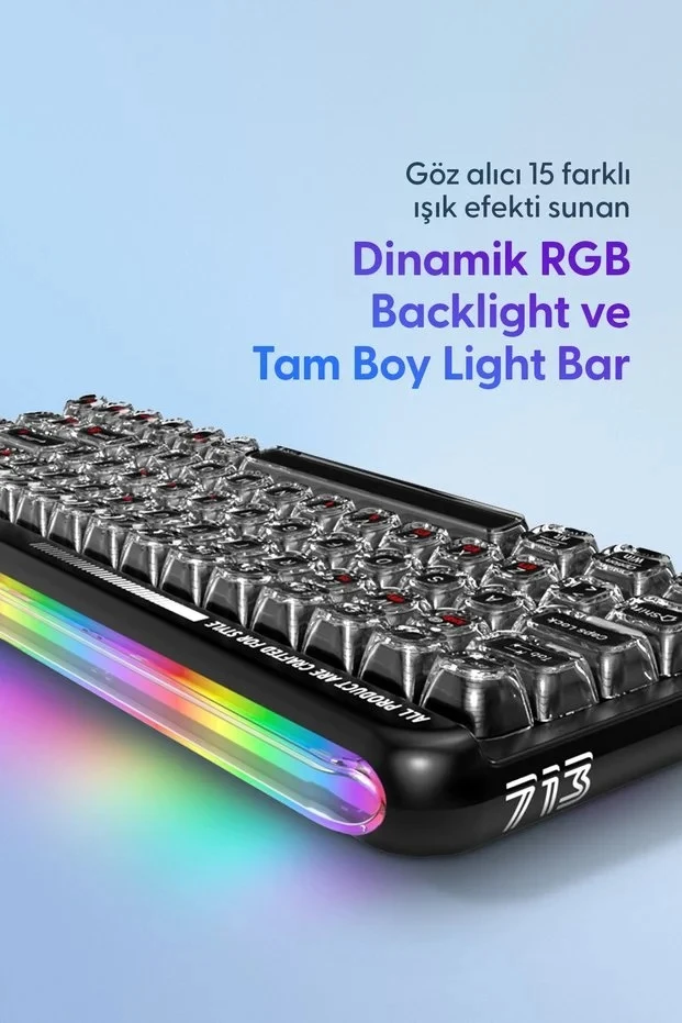 Daxi 713 CrystalKeys Dinamik RGB Oyuncu Klavyesi - Siyah