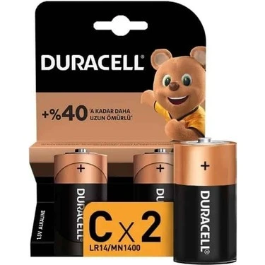 DURACELL ALKALİN C ORTA BOY PİL 2'Lİ
