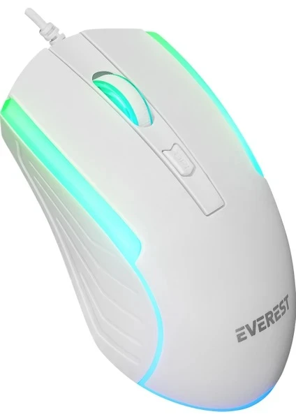 Everest KM-198 Luminax Beyaz Gökkuşağı Aydınlatmalı Q Gaming Oyuncu Klavye + Mouse Set