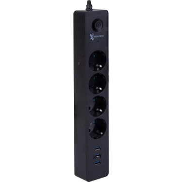 FULLTECH 10A 2500W 4'LÜ TERMAL AKIM KORUMALI PRİZ 2M