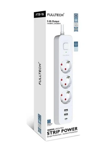FULLTECH FTR-16 PRİZ 1,8MT USB'Lİ 3'LÜ - 64022