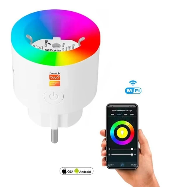 FULLTECH SMART PLUG FSM-2 AKIM KORUMALI AKILLI PRİZ RGB IŞIKLI 2.4 G WİFİ