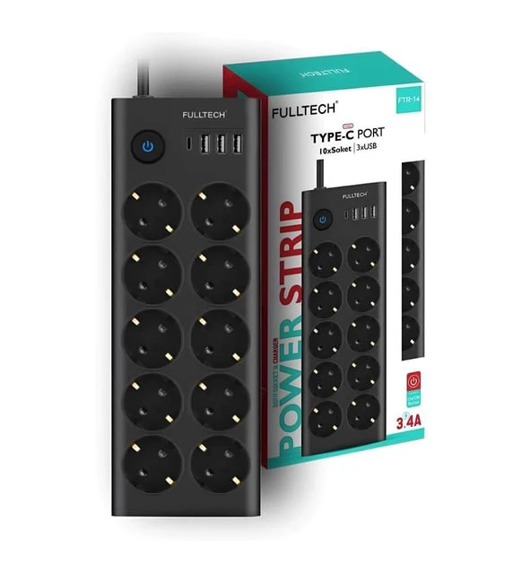 FULLTECH TERMAL AKIM KORUMALI 10 LU UZATMA KABLOSU 3XUSB 1X TYPE C FTR-14