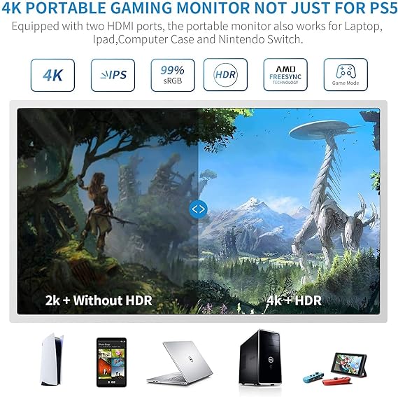 G-STORY GS156PU PS5 4K İÇİN ENTEGRE LED 15,6” TAŞINABİLİR OYUN MONİTÖRÜ