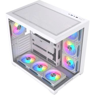 Game In Game Hexa Beyaz 7x12cm Argb Fanlı ATX Gaming Akvaryum Kasa