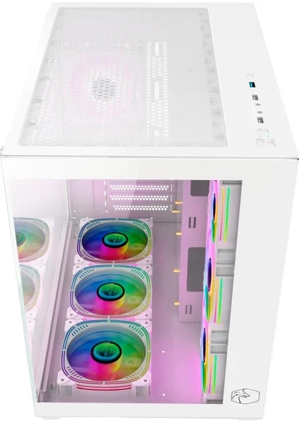 GAMETECH PRİME V2 RGB TUŞ KONTROLLÜ 7X120 MM FAN OYUNCU KASASI BEYAZ RENK