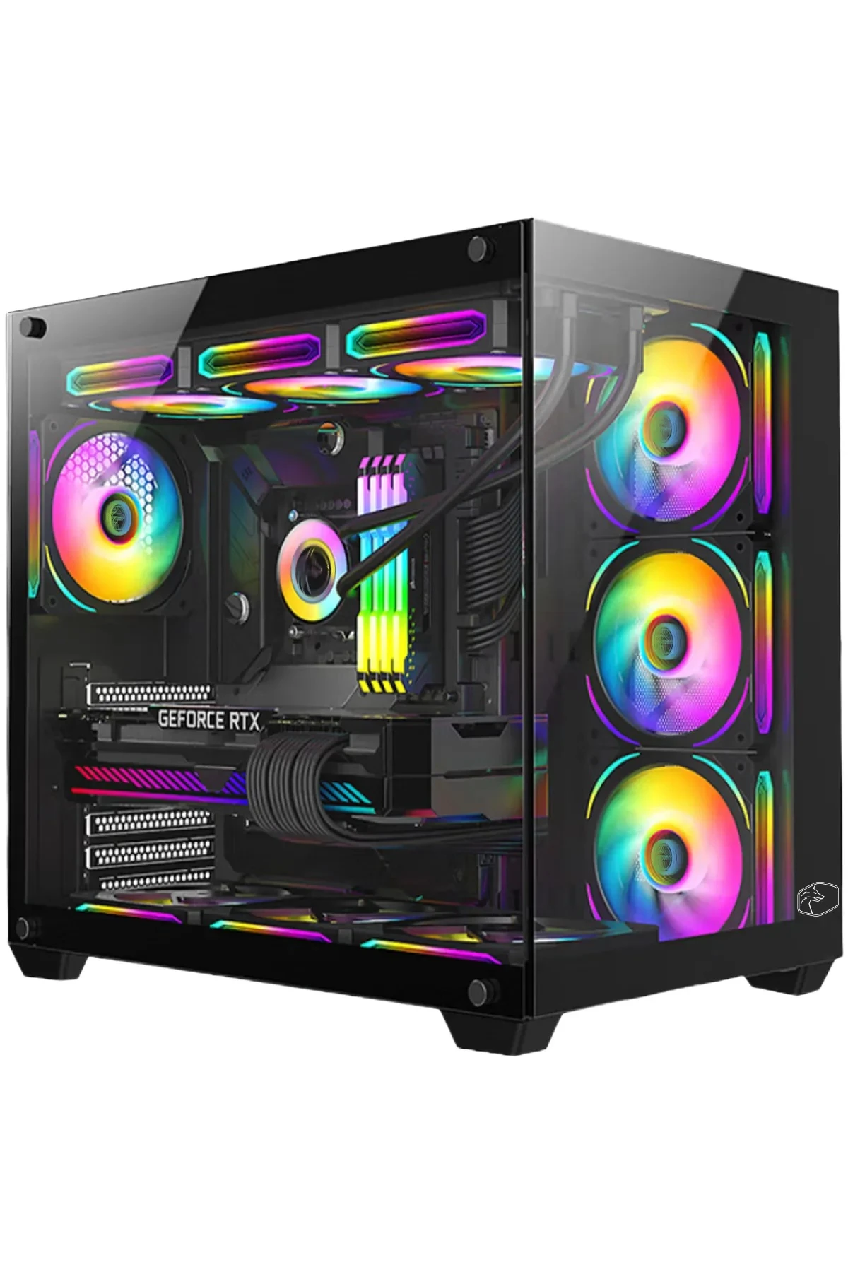 GAMETECH PRİME V2 TUŞ KONTROLLÜ RGB 10X120MM FAN SİYAH GAMİNG BİLGİSAYAR KASASI