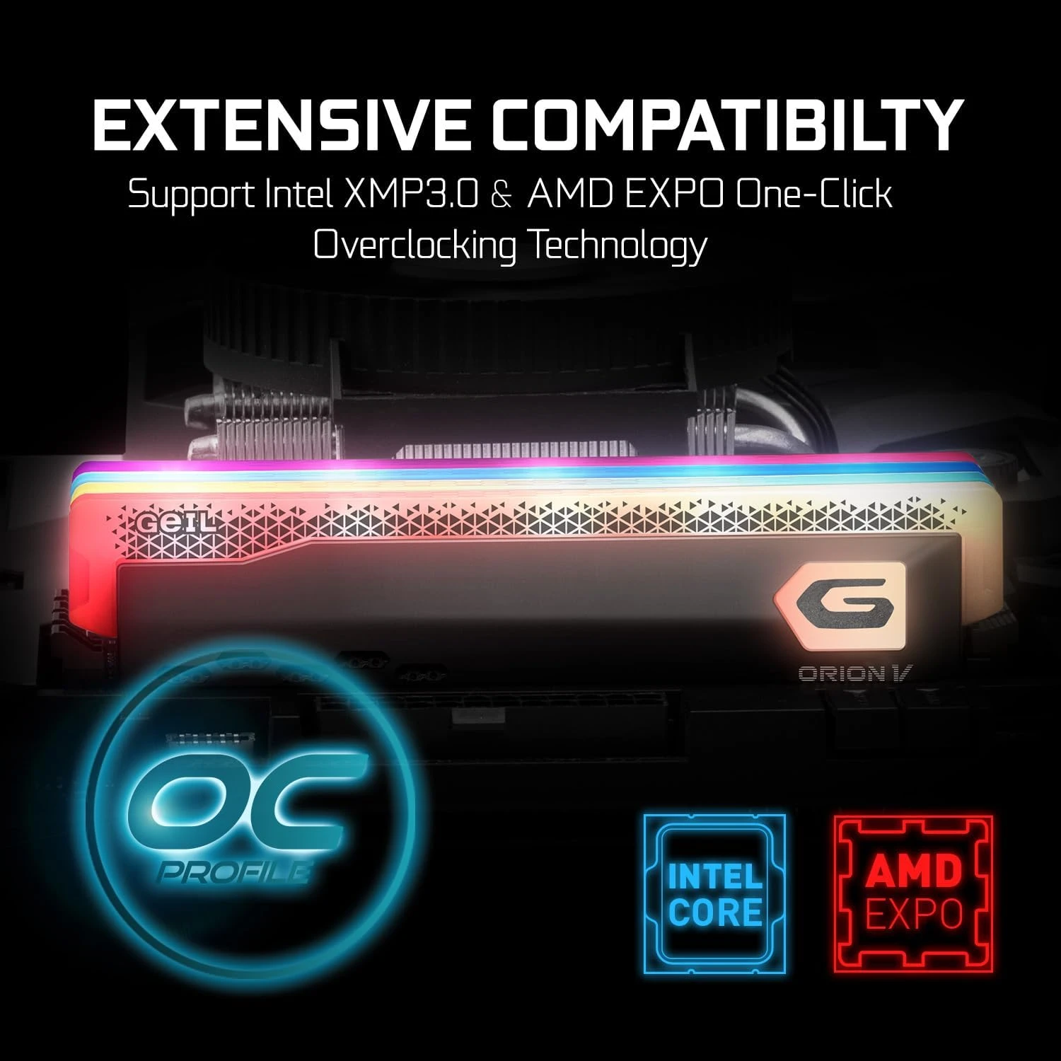 Geil Orion V RGB AMD 32 GB (2X16) 5200 MHz CL38 GAVSG532GB5200C38BDC DDR5 Ram
