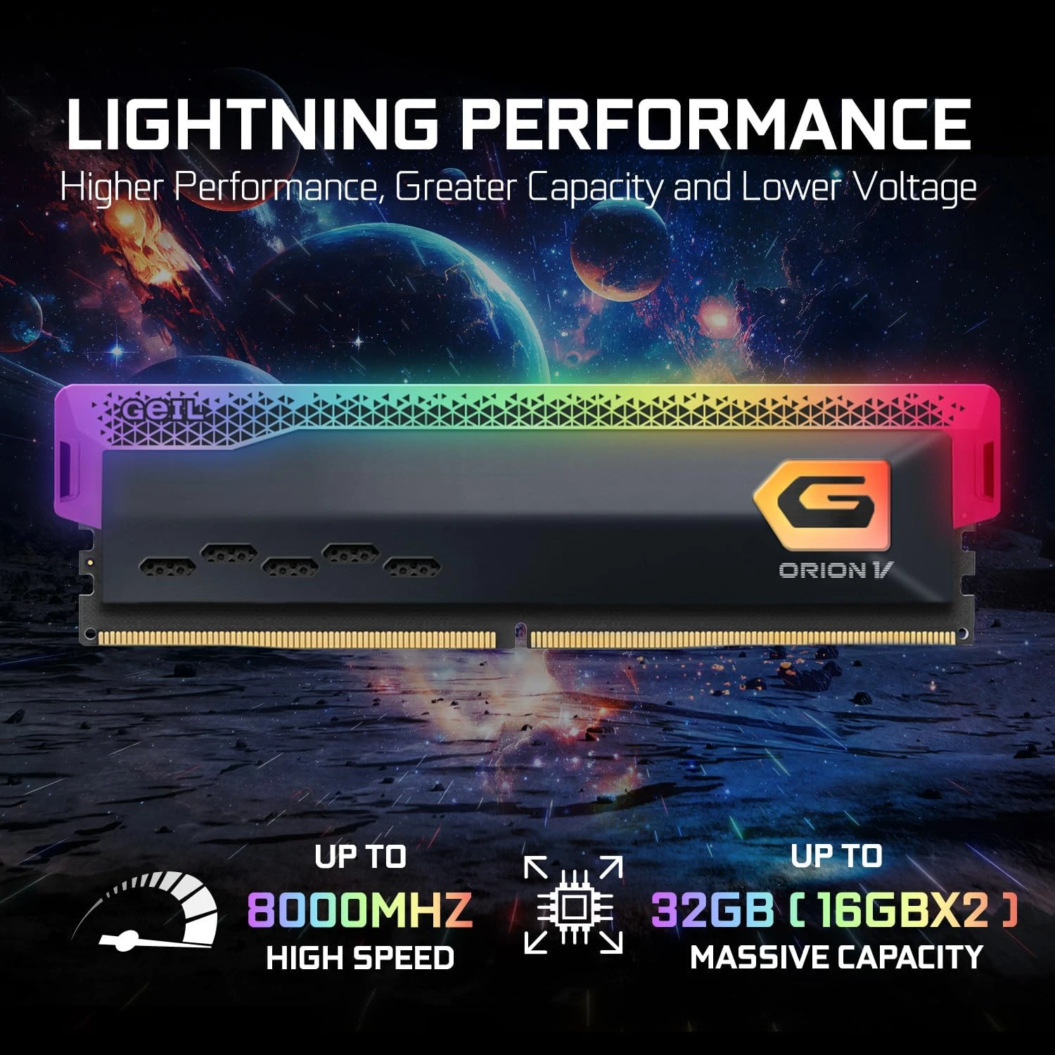 Geil Orion V RGB AMD 32 GB (2X16) 5200 MHz CL38 GAVSG532GB5200C38BDC DDR5 Ram