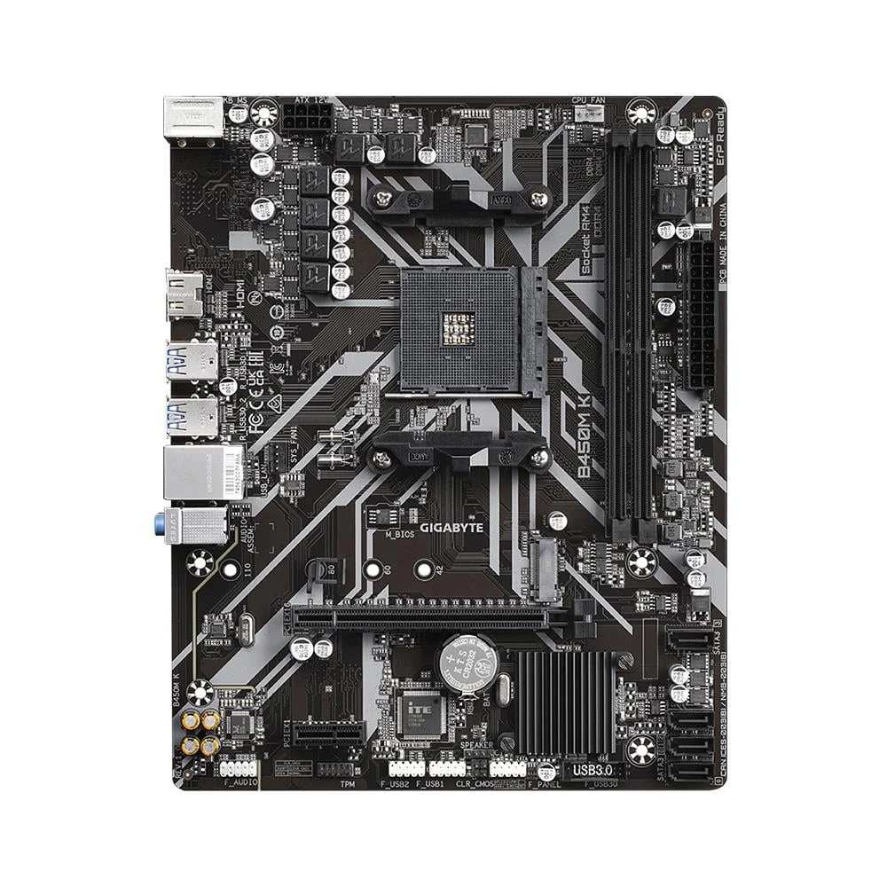 GIGABYTE B450M K R1.0 AMD B450 Soket AM4 DDR4 3600MHz(OC) M.2 Anakart