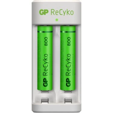 GP RECYKO E211 USB AA-AAA ŞARJ CİHAZI GP RECYKO 800 MAH AAA INCE PİL 2'Lİ