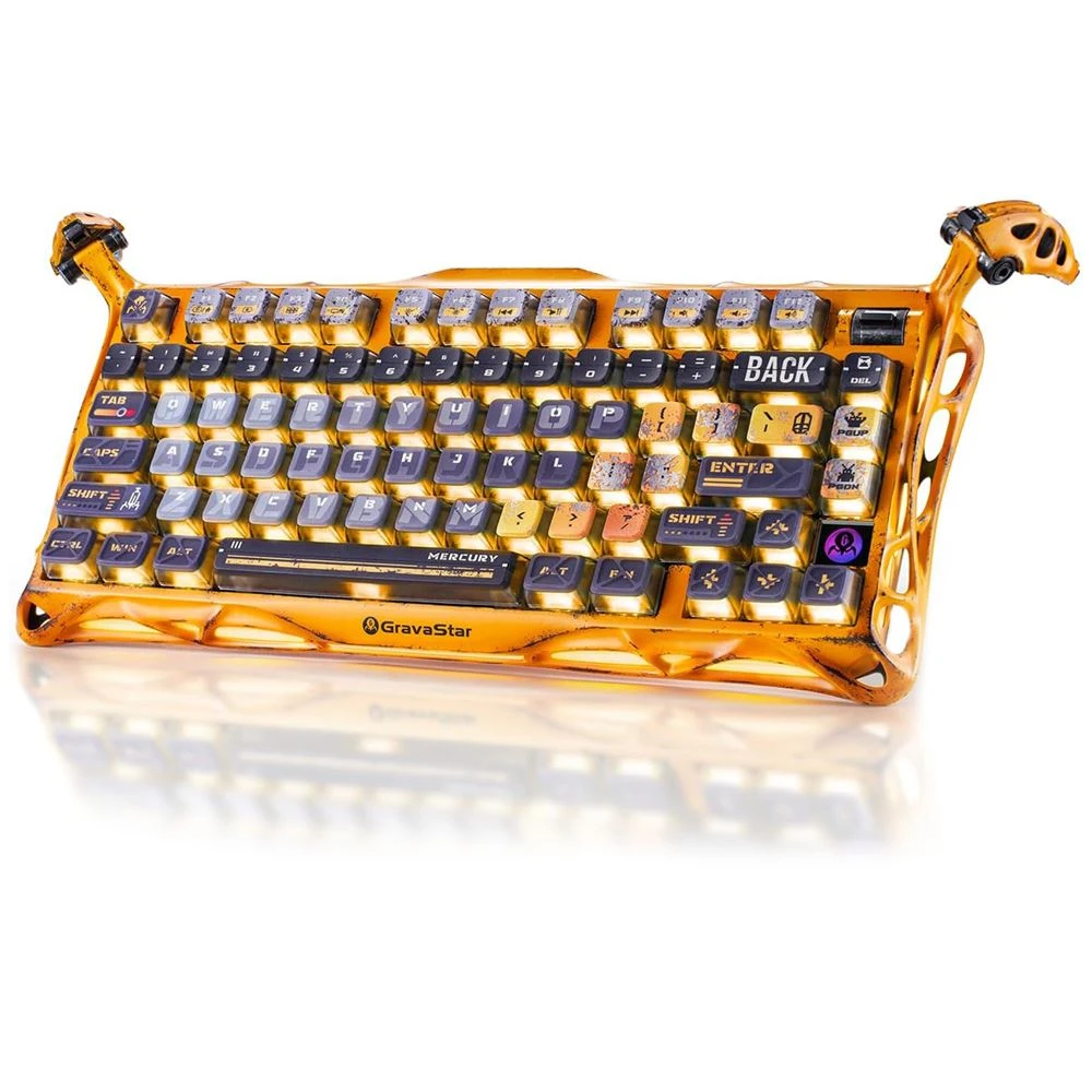 GravaStar Mercury K1 Pro Sarı RGB %75 TKL X Kailh Switch Kablolu/Kablosuz Mekanik Oyuncu Klavyesi