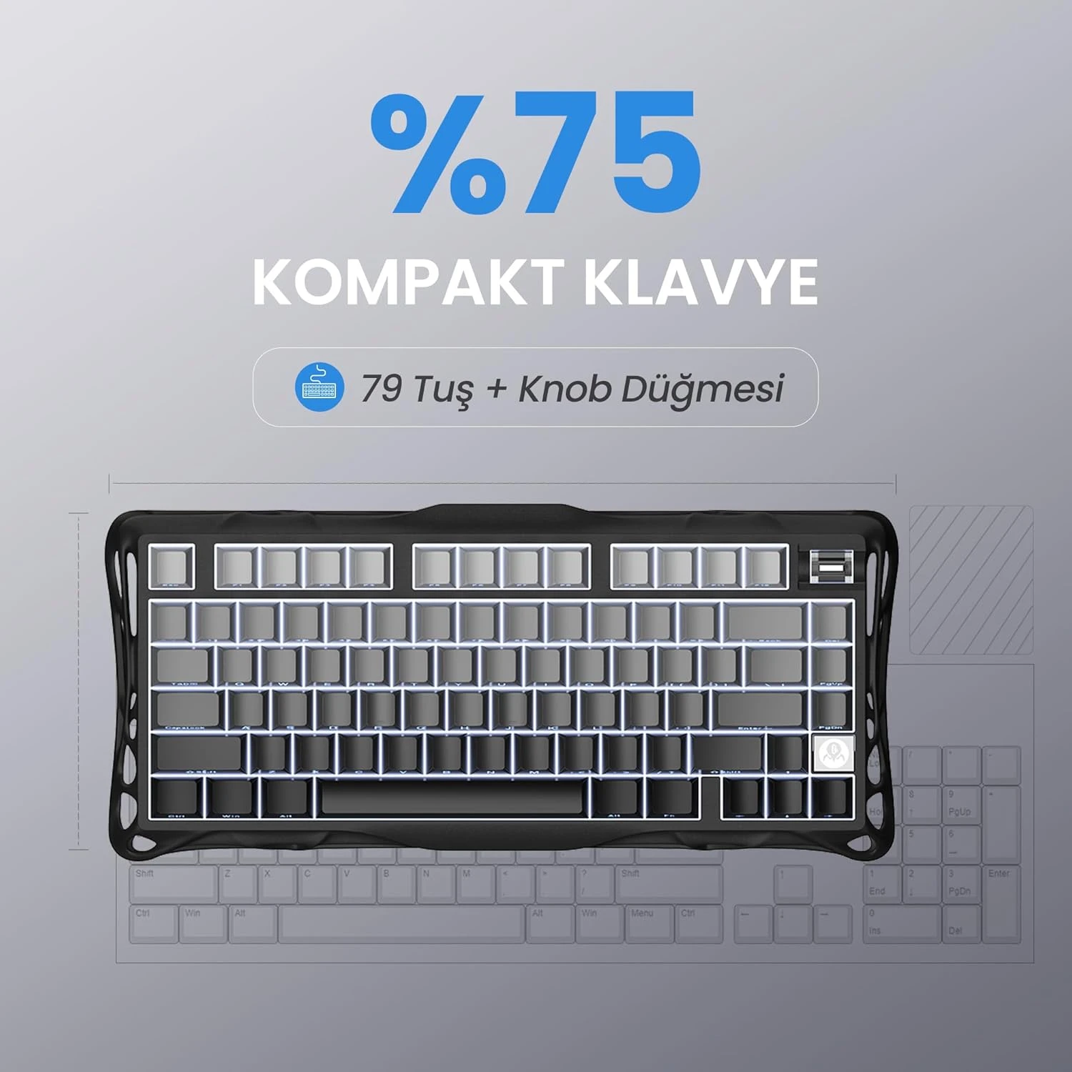 GravaStar Mercury K1 RGB US Layout Kablolu/Kablosuz Mekanik Oyuncu Klavyesi